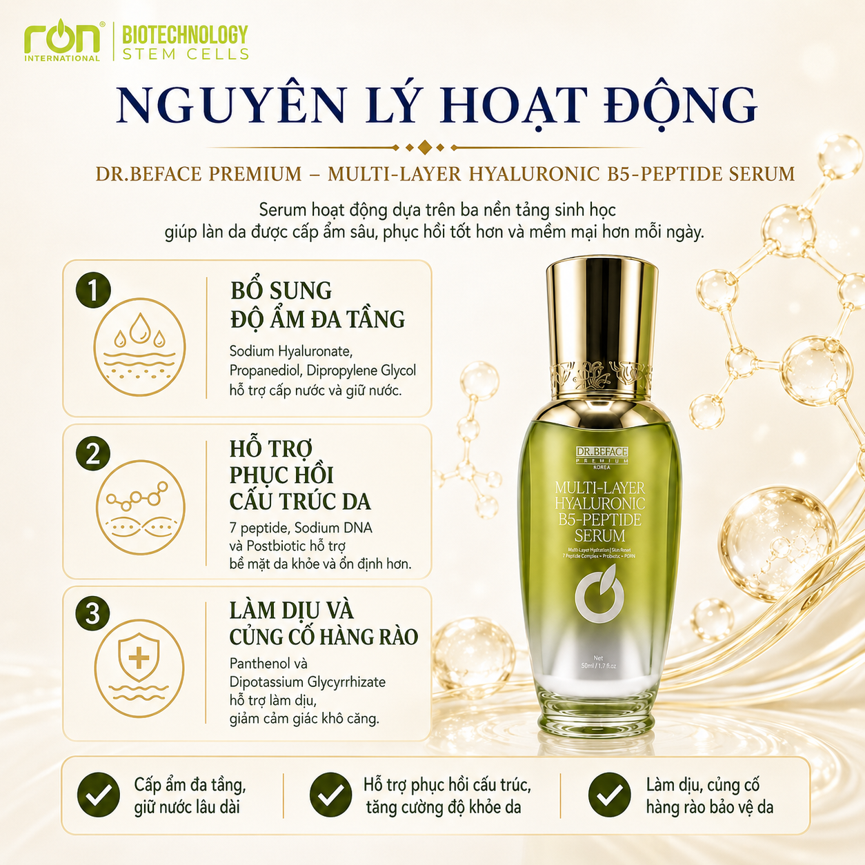 DR.BEFACE PREMIUM MULTI-LAYER HYALURONIC B5-PEPTIDE SERUM/Tinh Chất Hya B5 – Hyaluronic Đa Phân Tử Công Nghệ Sinh Học Hỗ Trợ Phục Hồi Cấu Trúc Da